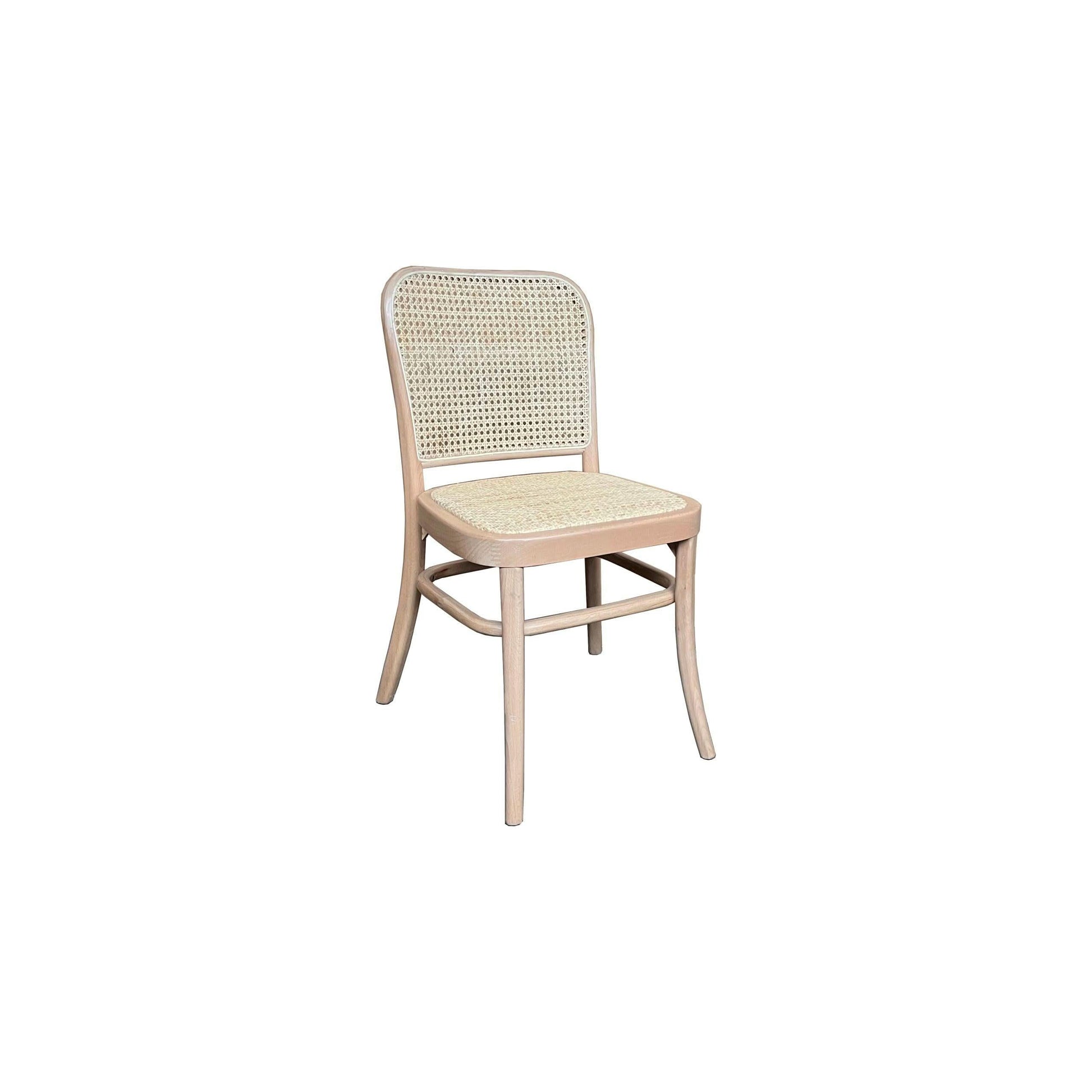 Phoenix Beechwood Dining Chair, Natural Frame with Rattan Back & Seat - Chocolate Wood