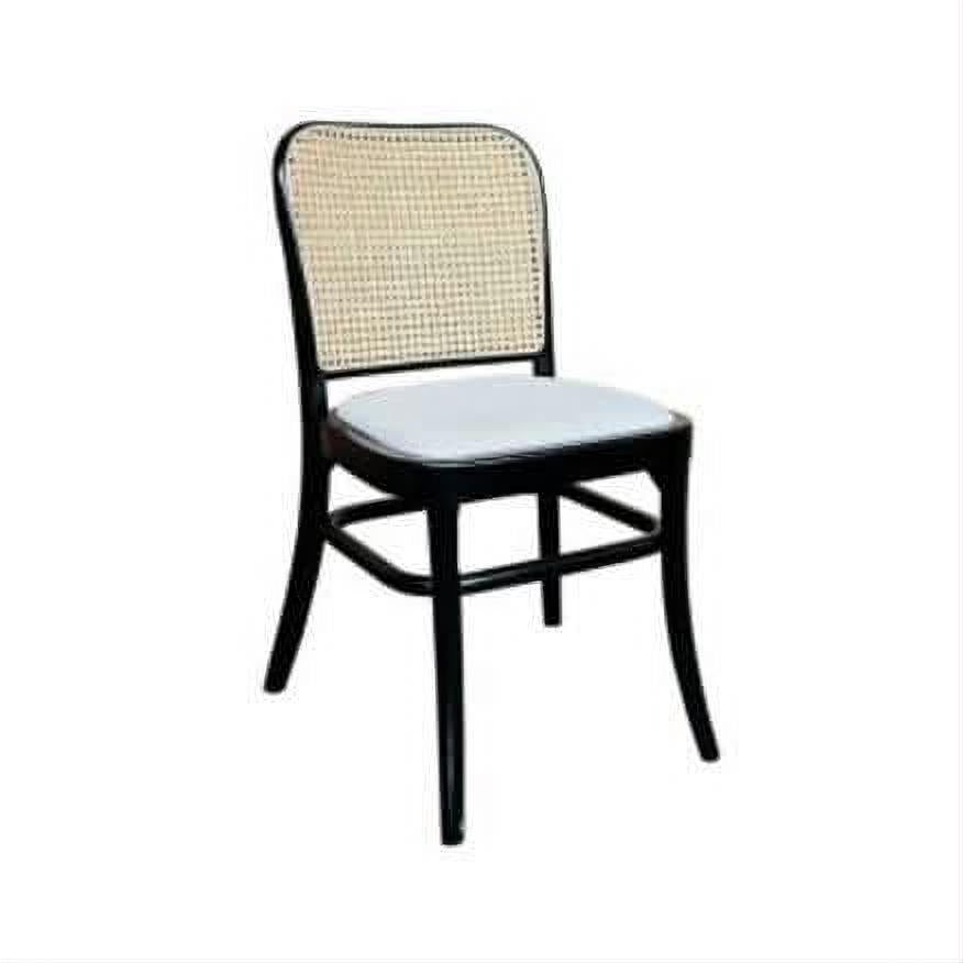 Phoenix Beechwood Dining Chair, Black Frame with White Linen Fabric Seat - Chocolate Wood
