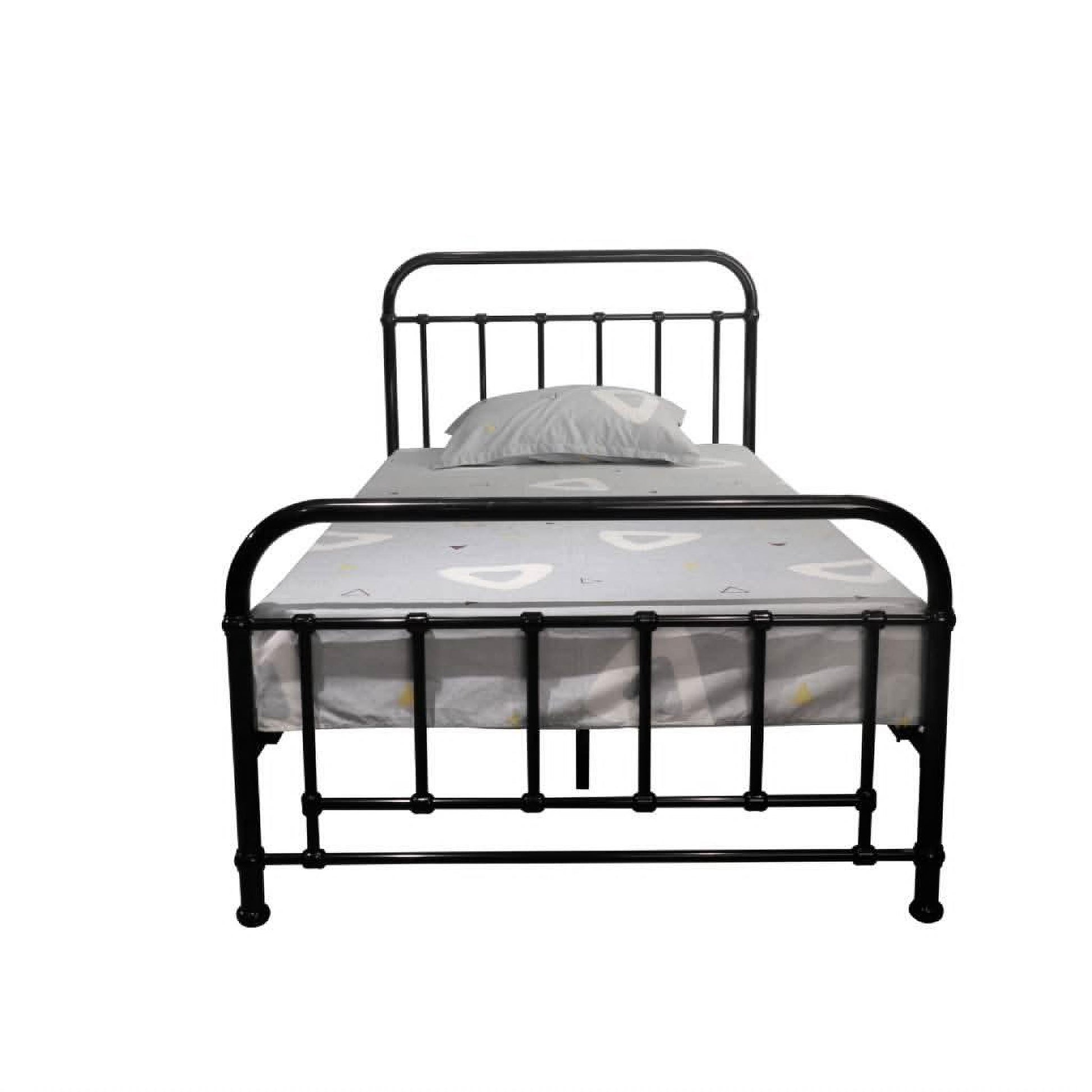 Picola Metal Bed in Black - Chocolate Wood