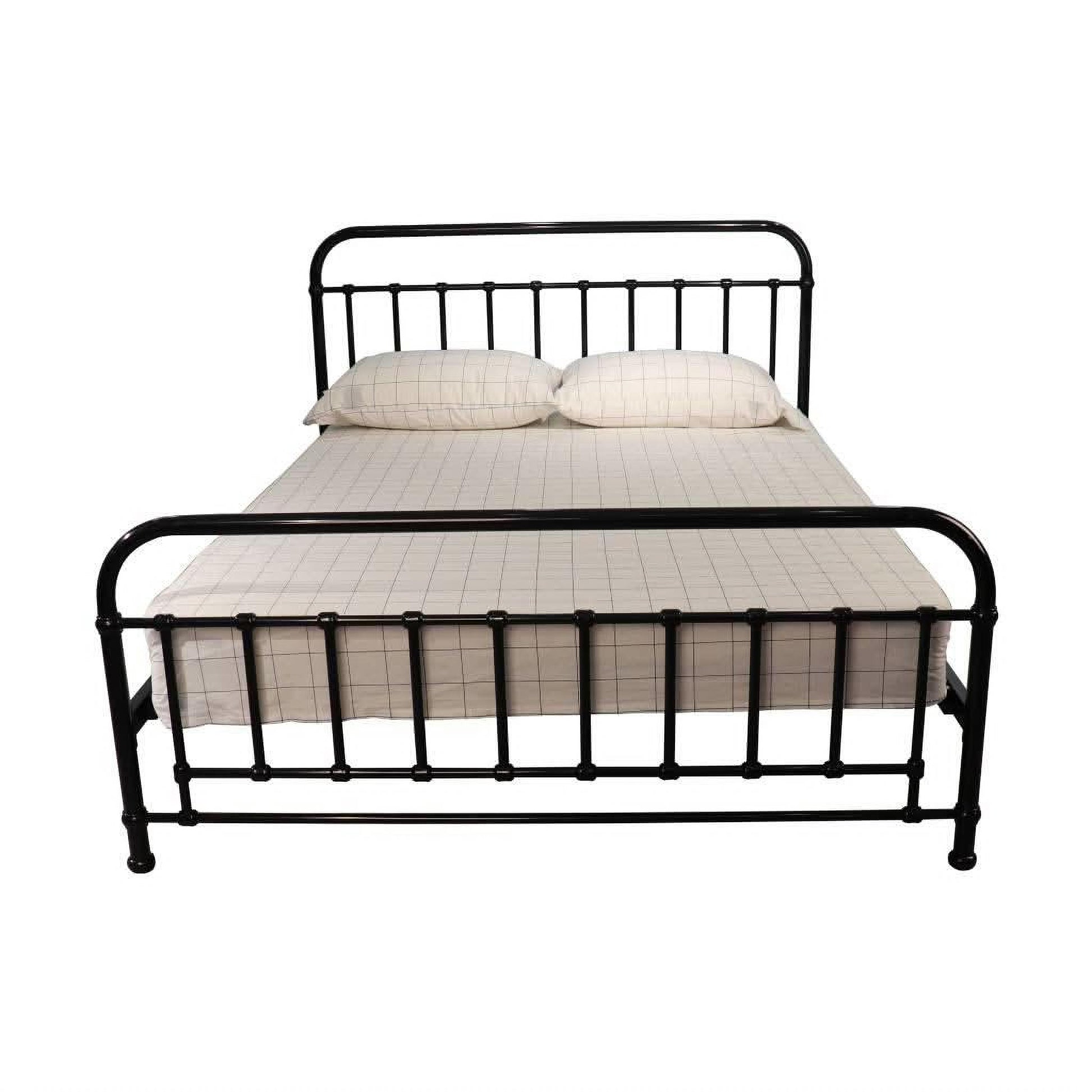 Picola Metal Bed in Black - Chocolate Wood