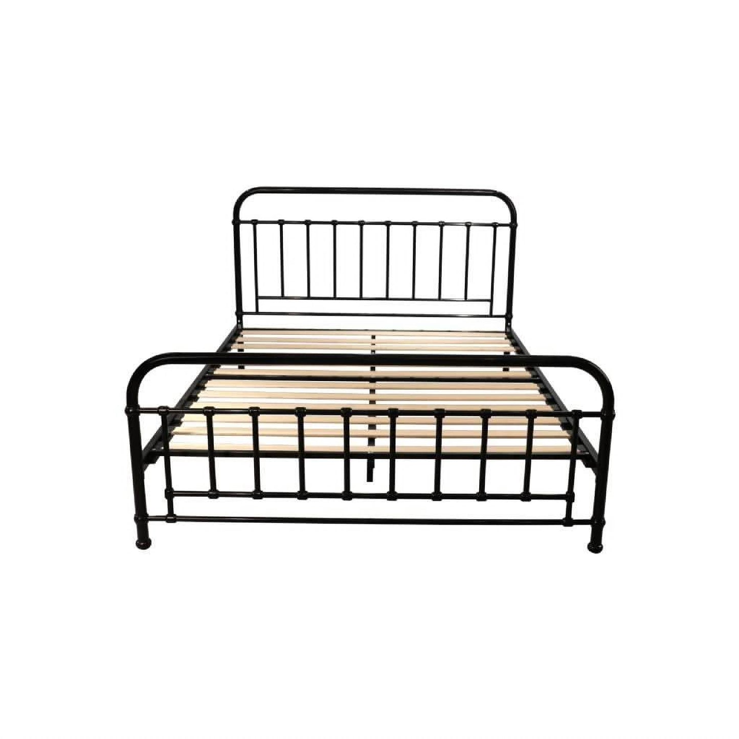 Picola Metal Bed in Black - Chocolate Wood
