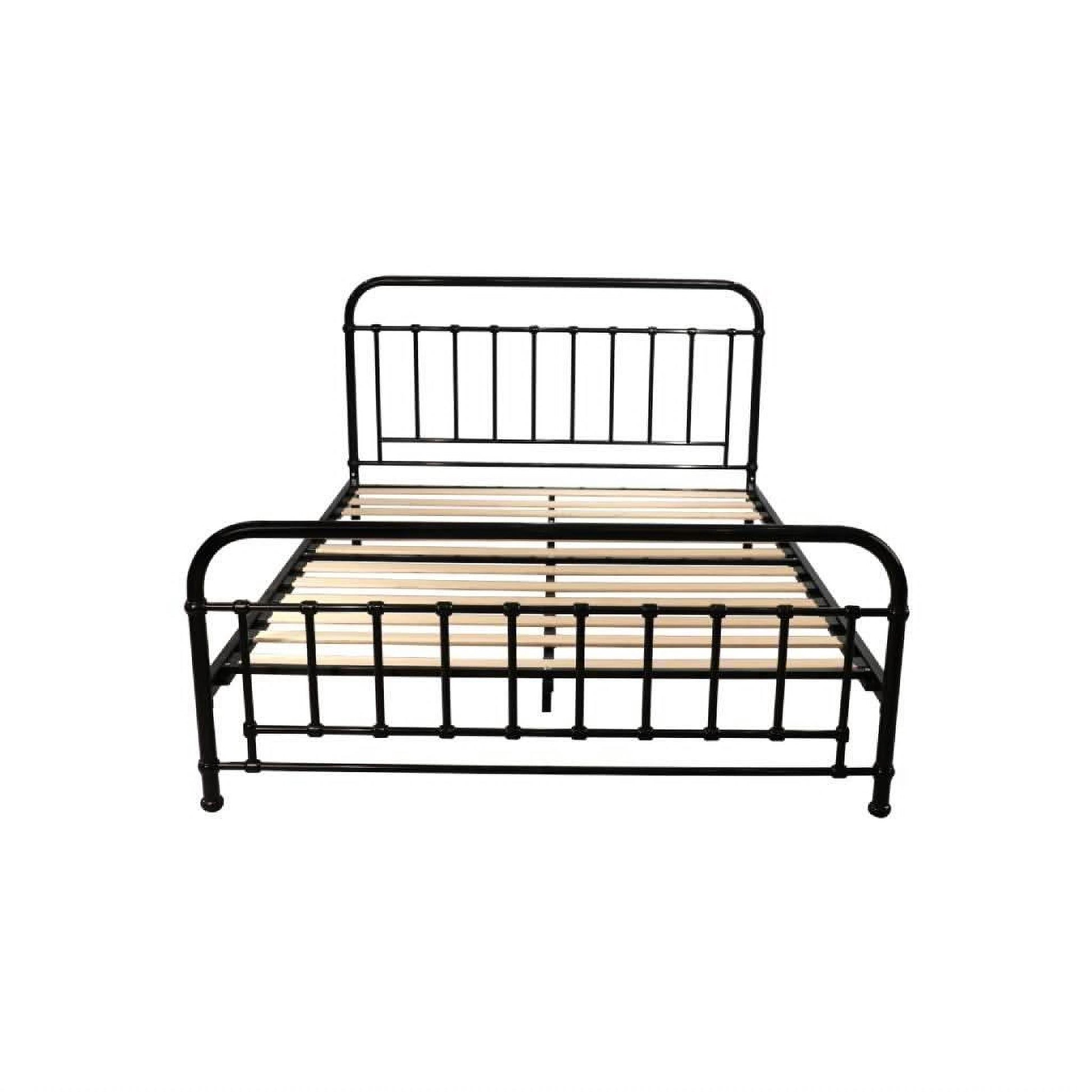 Picola Metal Bed in Black - Chocolate Wood