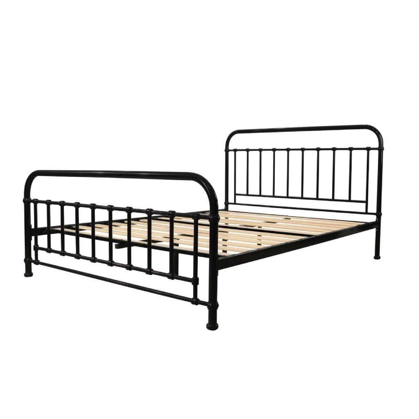 Picola Metal Bed in Black - Chocolate Wood
