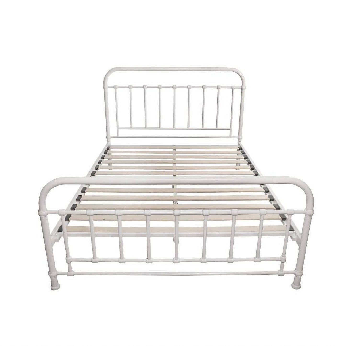 Picola Metal Bed in White - Chocolate Wood