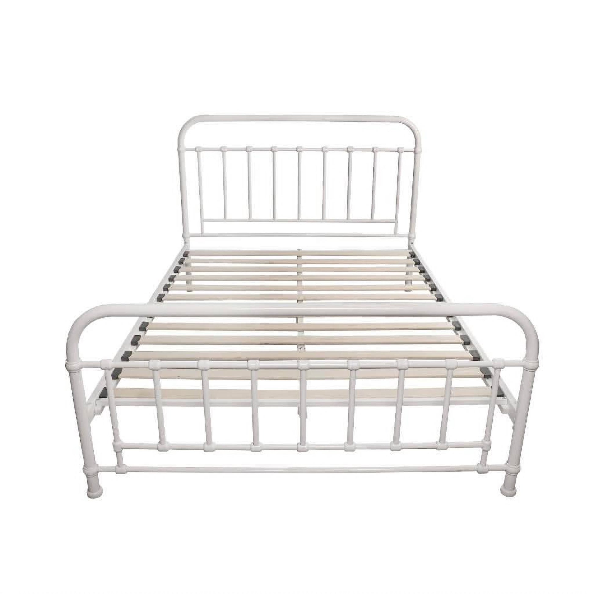 Picola Metal Bed in White - Chocolate Wood