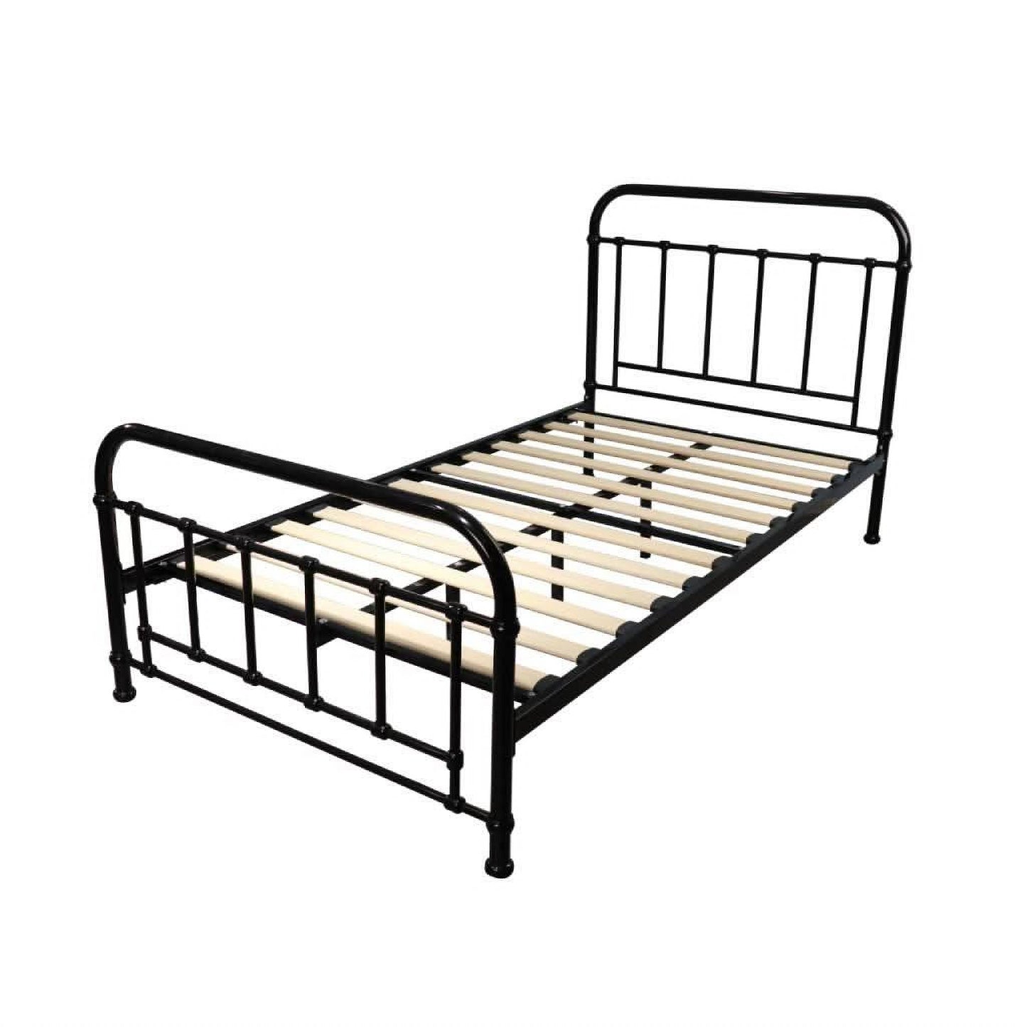 Picola Metal Bed in Black - Chocolate Wood