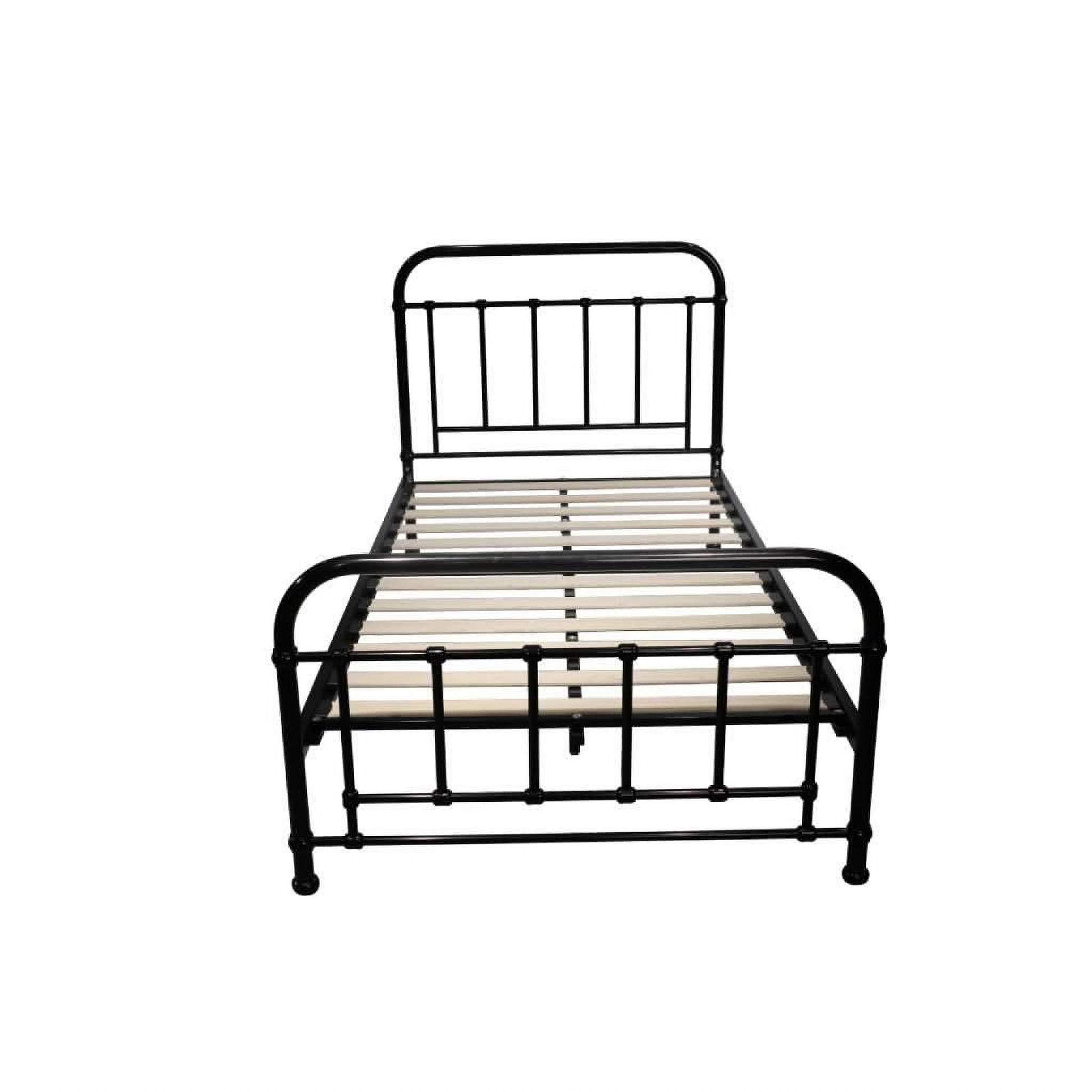 Picola Metal Bed in Black - Chocolate Wood