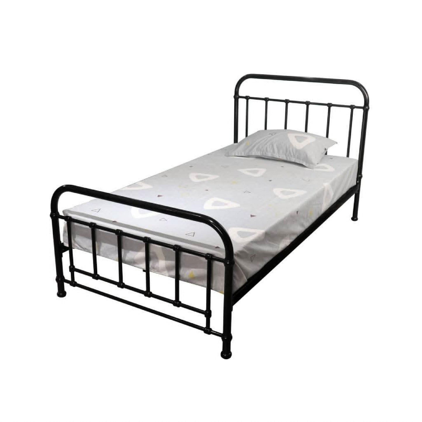 Picola Metal Bed in Black - Chocolate Wood