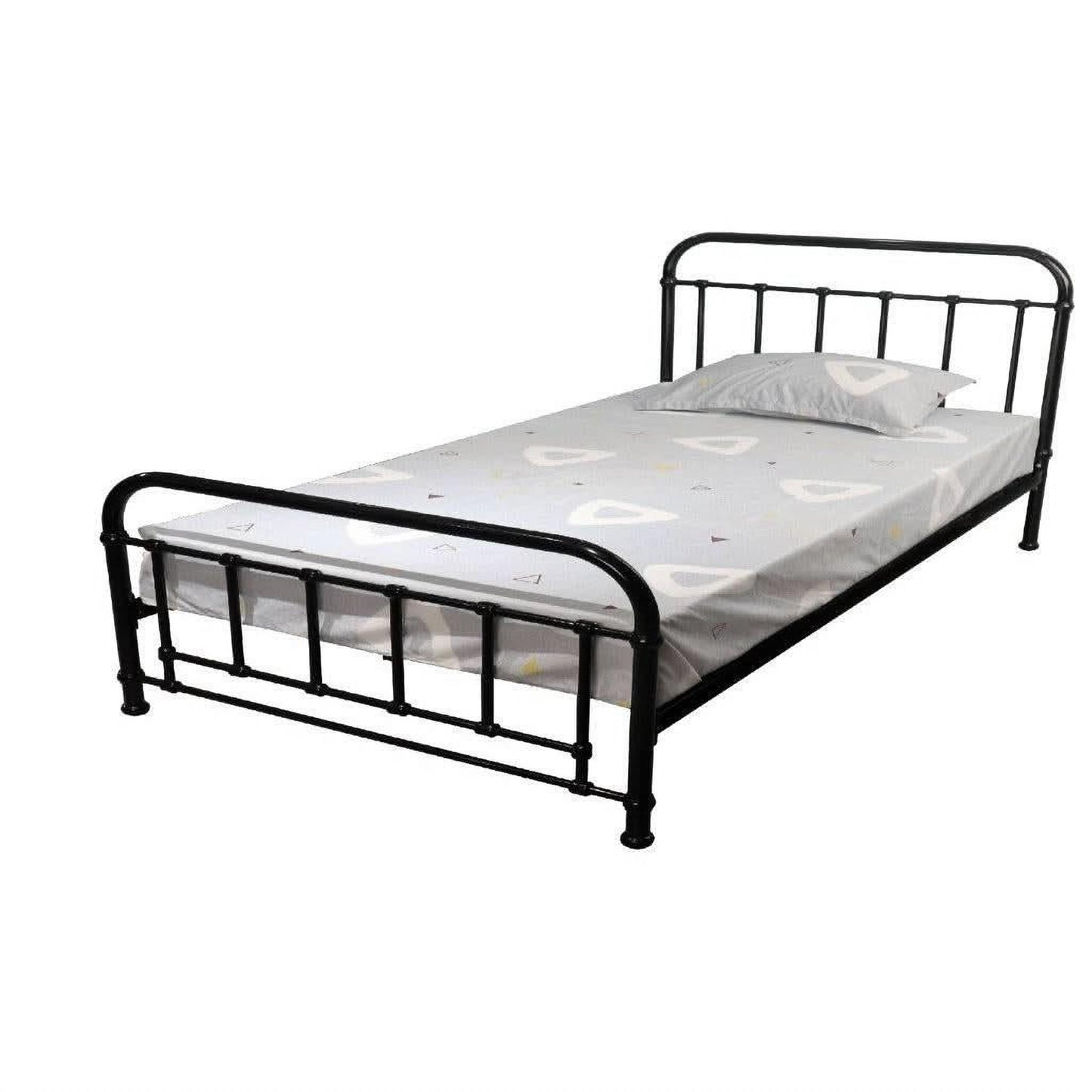 Picola Metal Bed in Black - Chocolate Wood