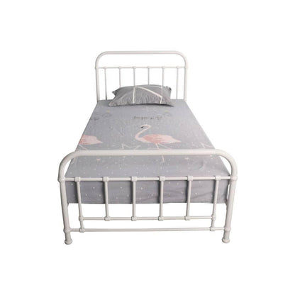 Picola Metal Bed in White - Chocolate Wood