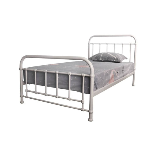 Picola Metal Bed in White - Chocolate Wood