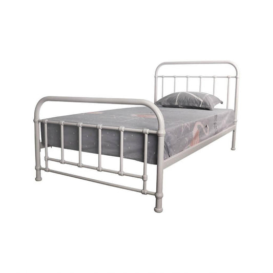 Picola Metal Bed in White - Chocolate Wood