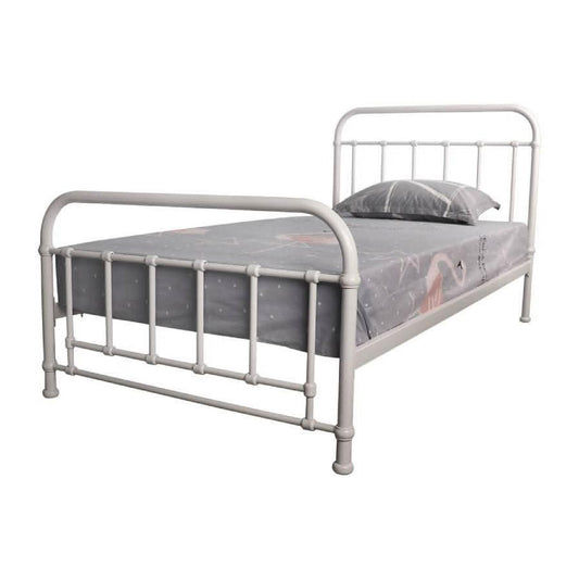 Picola Metal Bed in White - Chocolate Wood