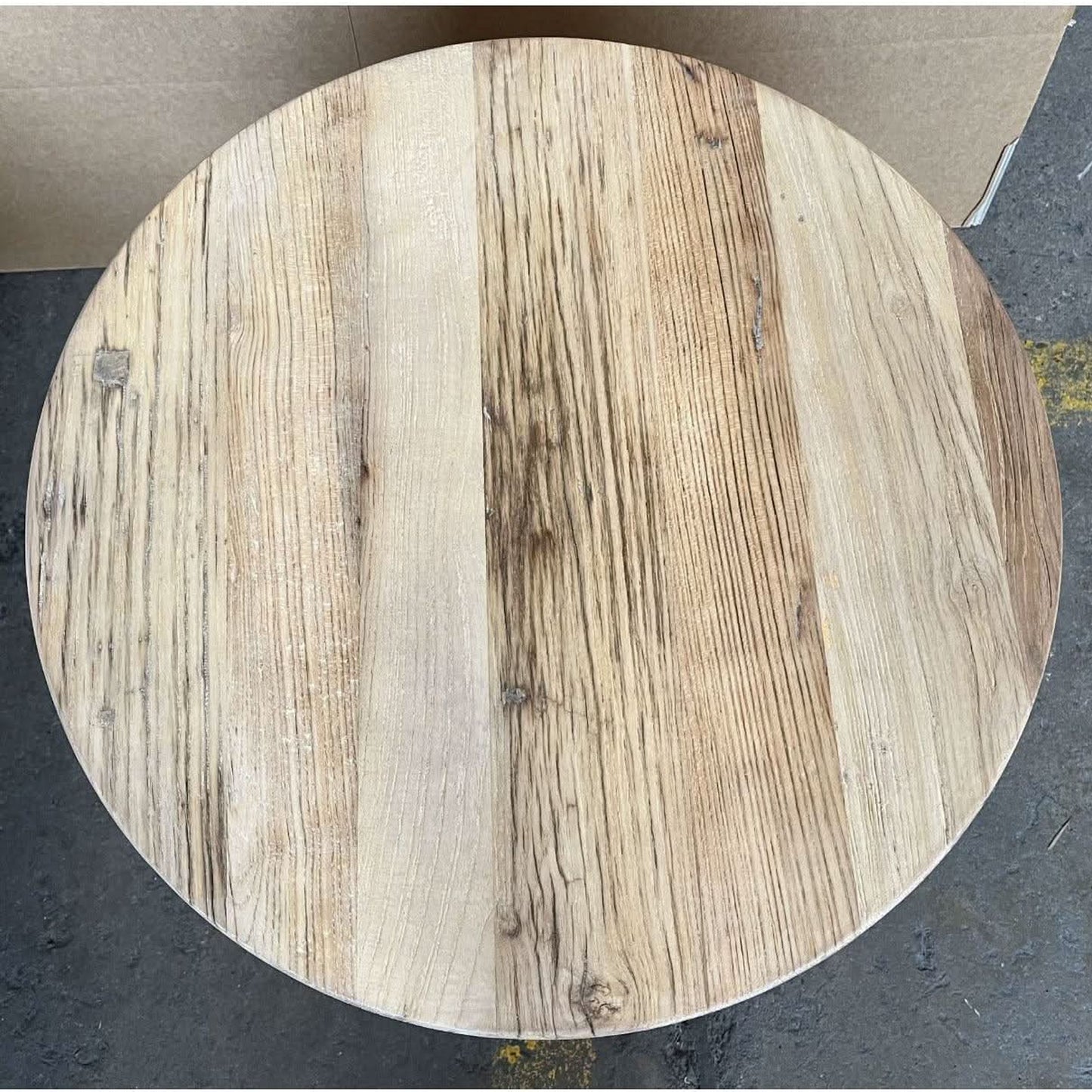 PIONEER 60CM DIAMETER ROUND LAMP/SIDE TABLE IN RECYCLED ELM