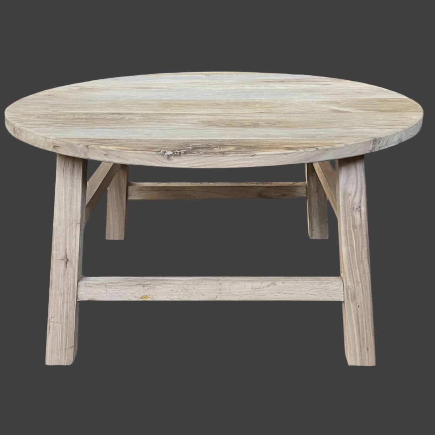 PIONEER RECYCLED ELM ROUND COFFEE TABLE 85CM DIAMETER - MyChocolateWood