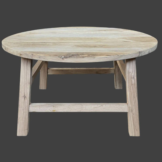 PIONEER RECYCLED ELM ROUND COFFEE TABLE 85CM DIAMETER - MyChocolateWood