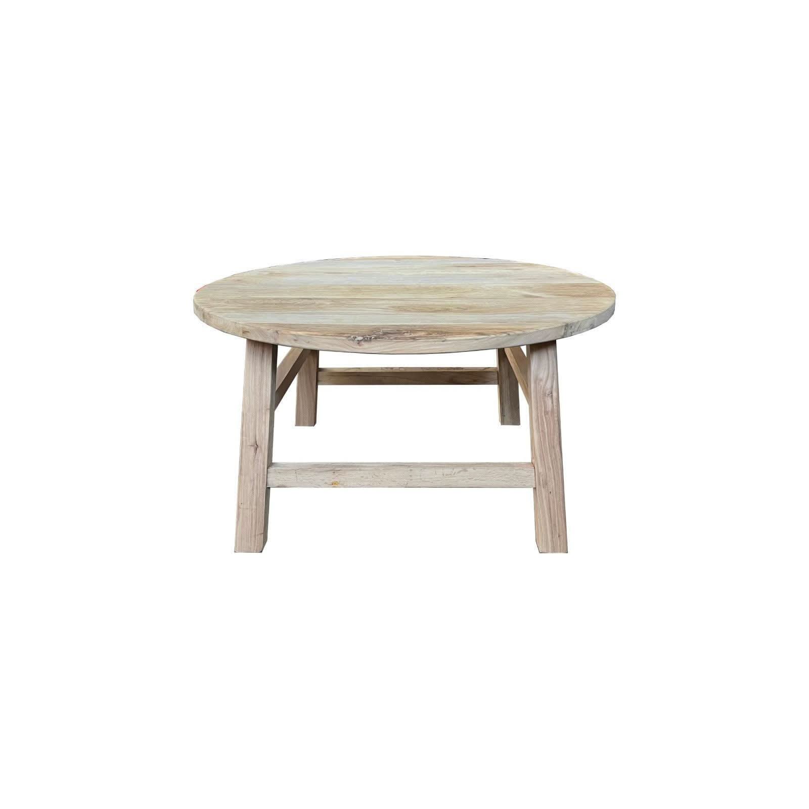 PIONEER RECYCLED ELM ROUND COFFEE TABLE 85CM DIAMETER - MyChocolateWood