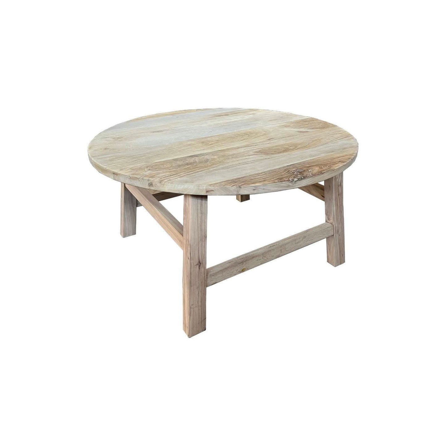 PIONEER RECYCLED ELM ROUND COFFEE TABLE 85CM DIAMETER - MyChocolateWood