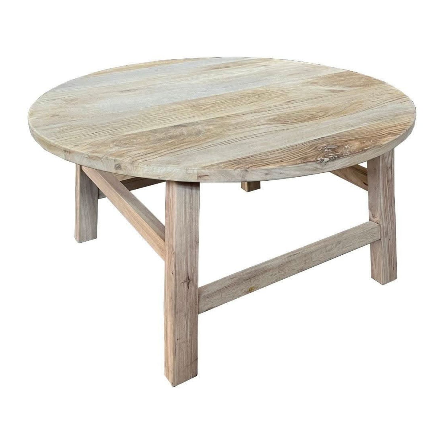 PIONEER RECYCLED ELM ROUND COFFEE TABLE 85CM DIAMETER