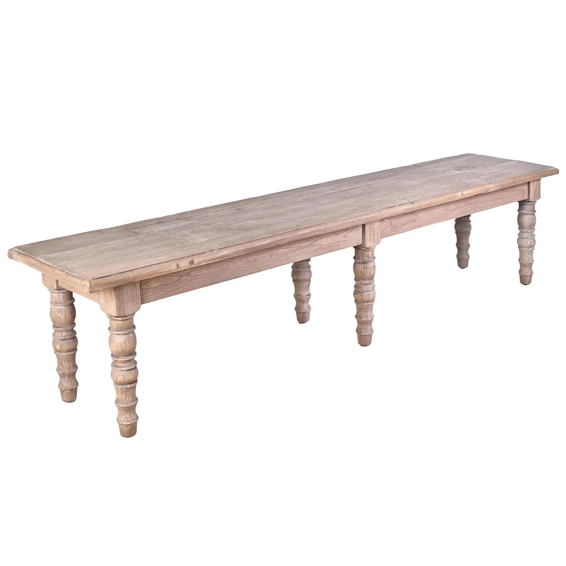 Powell Reclaimed Elm Bench 250cm - Chocolate Wood