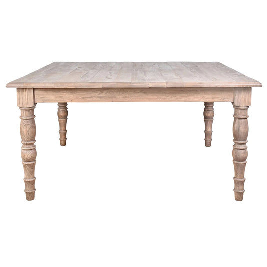 POWELL RECLAIMED ELM SQUARE DINING TABLE 150 X 150CM