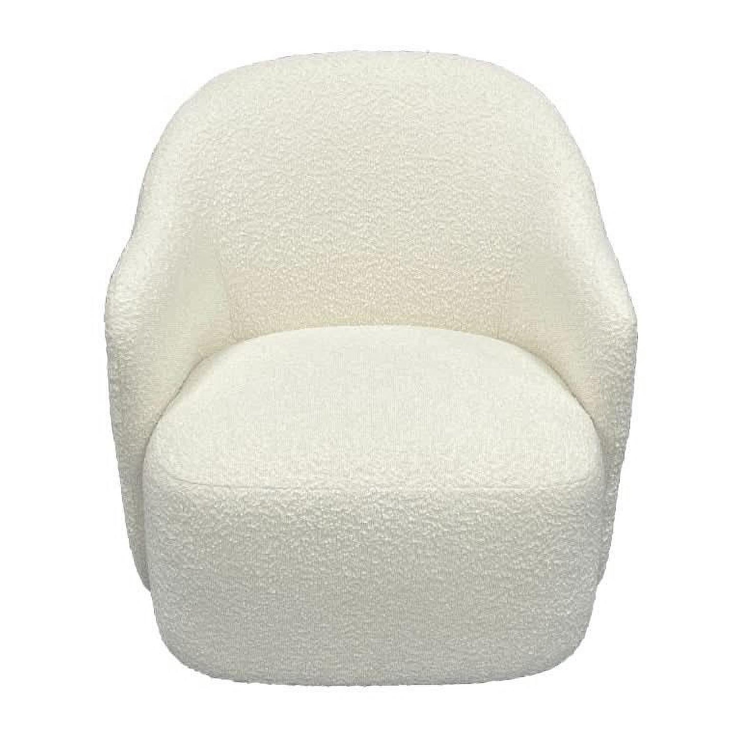 PRIMROSE BOUCLE FABRIC SWIVEL ARMCHAIR IN WHITE