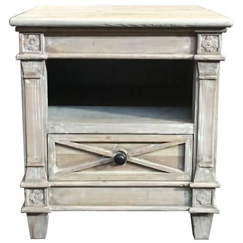 PROVENZ RECYCLED ELM RUSTIC 1 DRAWER LAMP TABLE/SIDE TABLE - MyChocolateWood