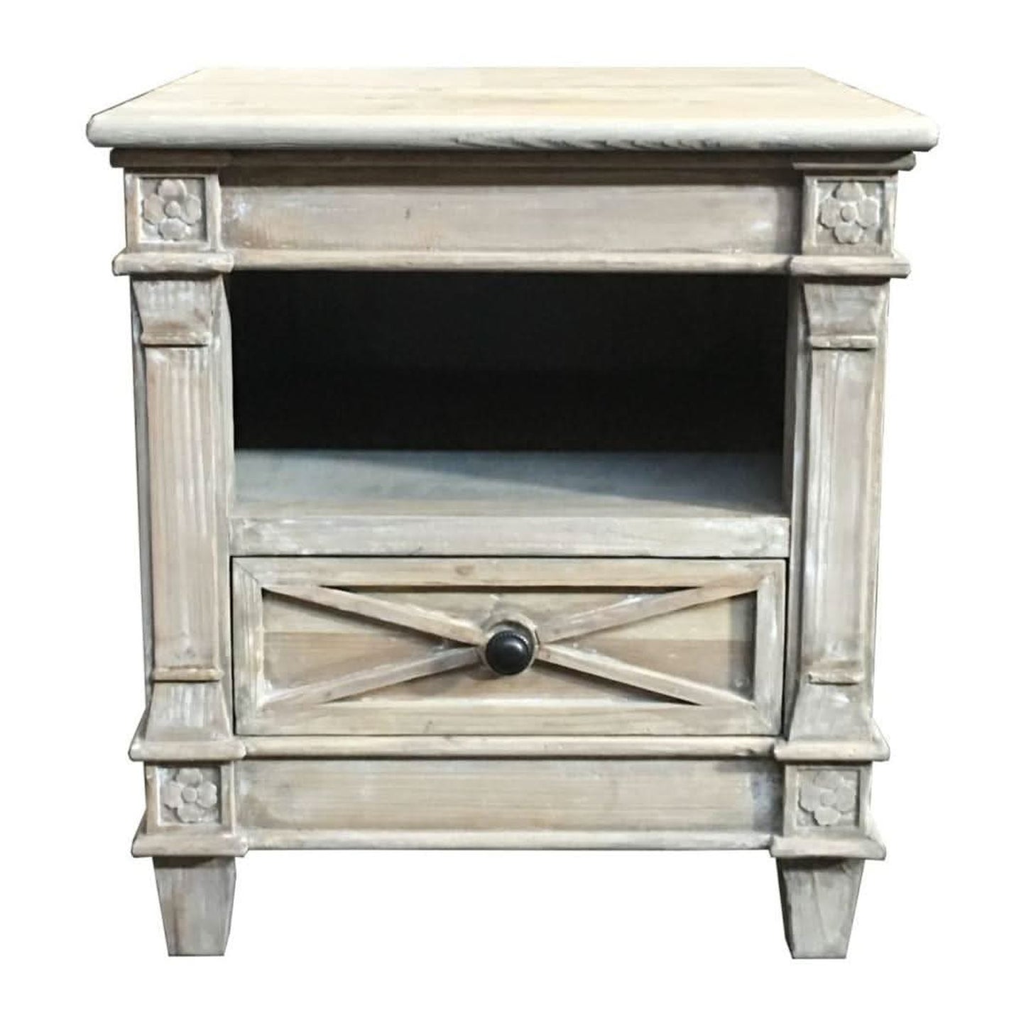 PROVENZ RECYCLED ELM RUSTIC 1 DRAWER LAMP TABLE/SIDE TABLE