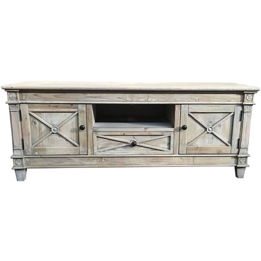 PROVENZ RECYCLED ELM RUSTIC 2-DOORS & 1 DRAWER TV UNIT 140CM - MyChocolateWood