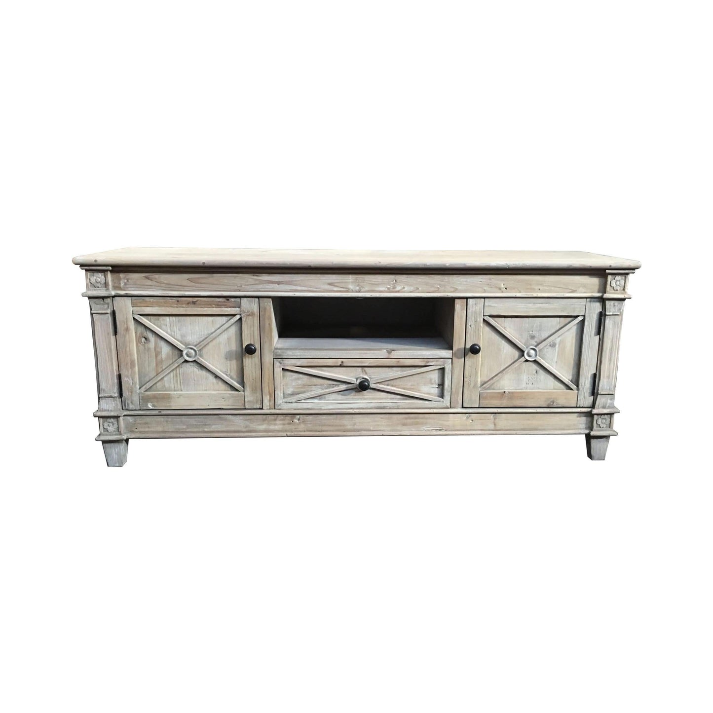 PROVENZ RECYCLED ELM RUSTIC 2-DOORS & 1 DRAWER TV UNIT 140CM - MyChocolateWood