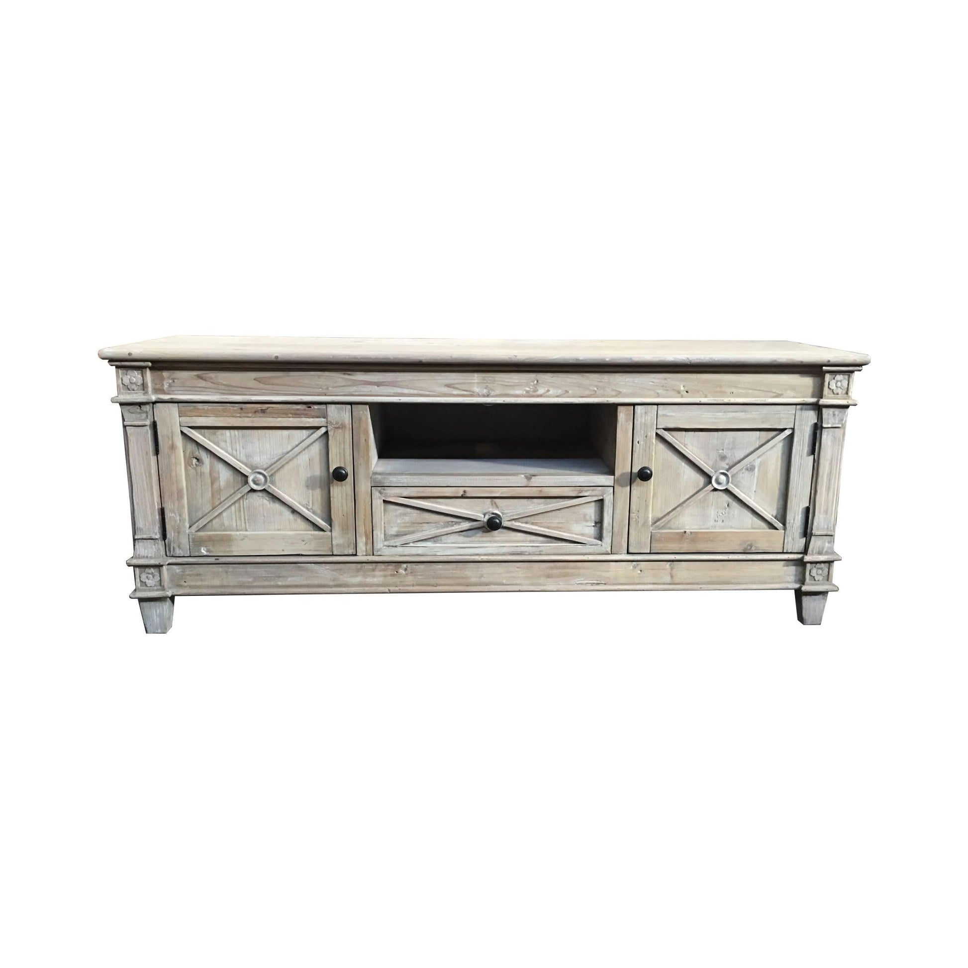 PROVENZ RECYCLED ELM RUSTIC 2-DOORS & 1 DRAWER TV UNIT 140CM - MyChocolateWood
