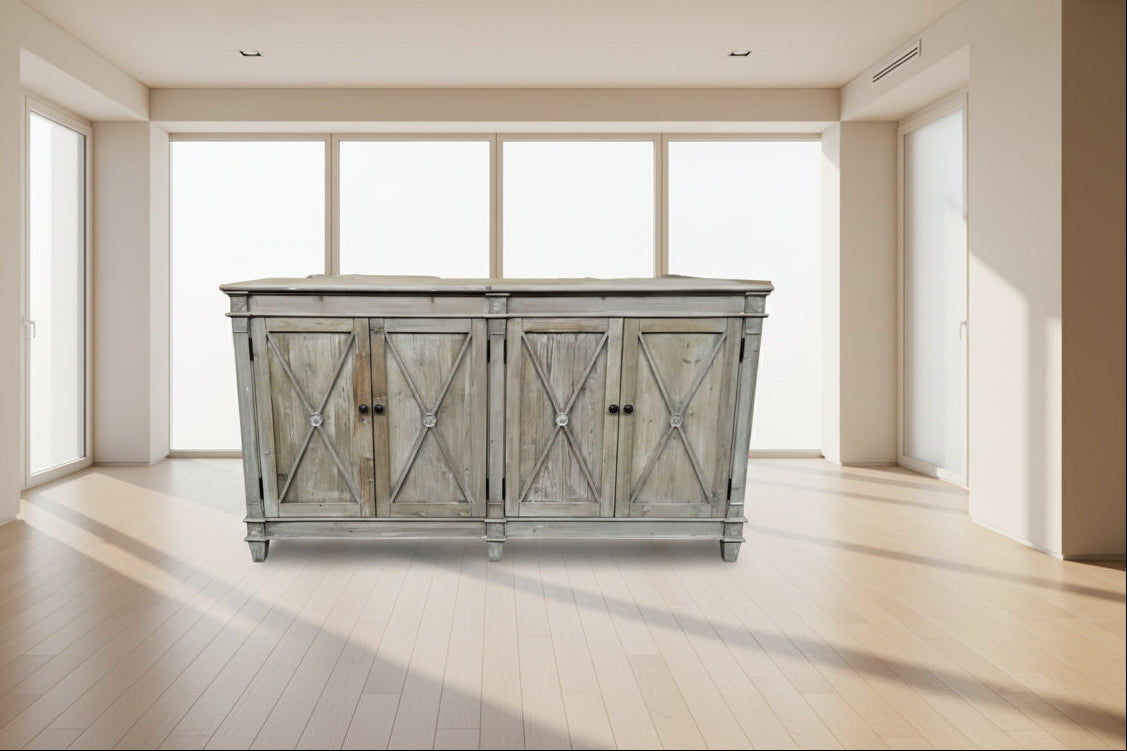 PROVENZ RECYCLED ELM RUSTIC 4-DOOR BUFFET SIDEBOARD 165CM - MyChocolateWood