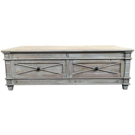 PROVENZ RECYCLED ELM RUSTIC 4 DRAWERS COFFEE TABLE