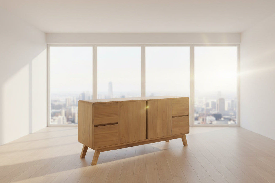 PROVIDENCE SIDEBOARD/BUFFET 2 DOORS & 4 DRAWERS IN WHITE CEDAR TIMBER - MyChocolateWood