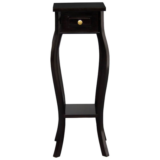 QUEEN ANN 1 DRAW CABRIOL LEG PLANT STAND - CHOCOLATE - MyChocolateWood