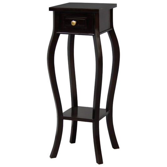 QUEEN ANN 1 DRAW CABRIOL LEG PLANT STAND - CHOCOLATE - MyChocolateWood