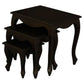 Queen Ann Solid Mahogany Nest of Tables, Set of 3, in Chocolate - Chocolate Wood