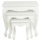 Queen Ann Solid Mahogany Nest of Tables, Set of 3, in White - Chocolate Wood