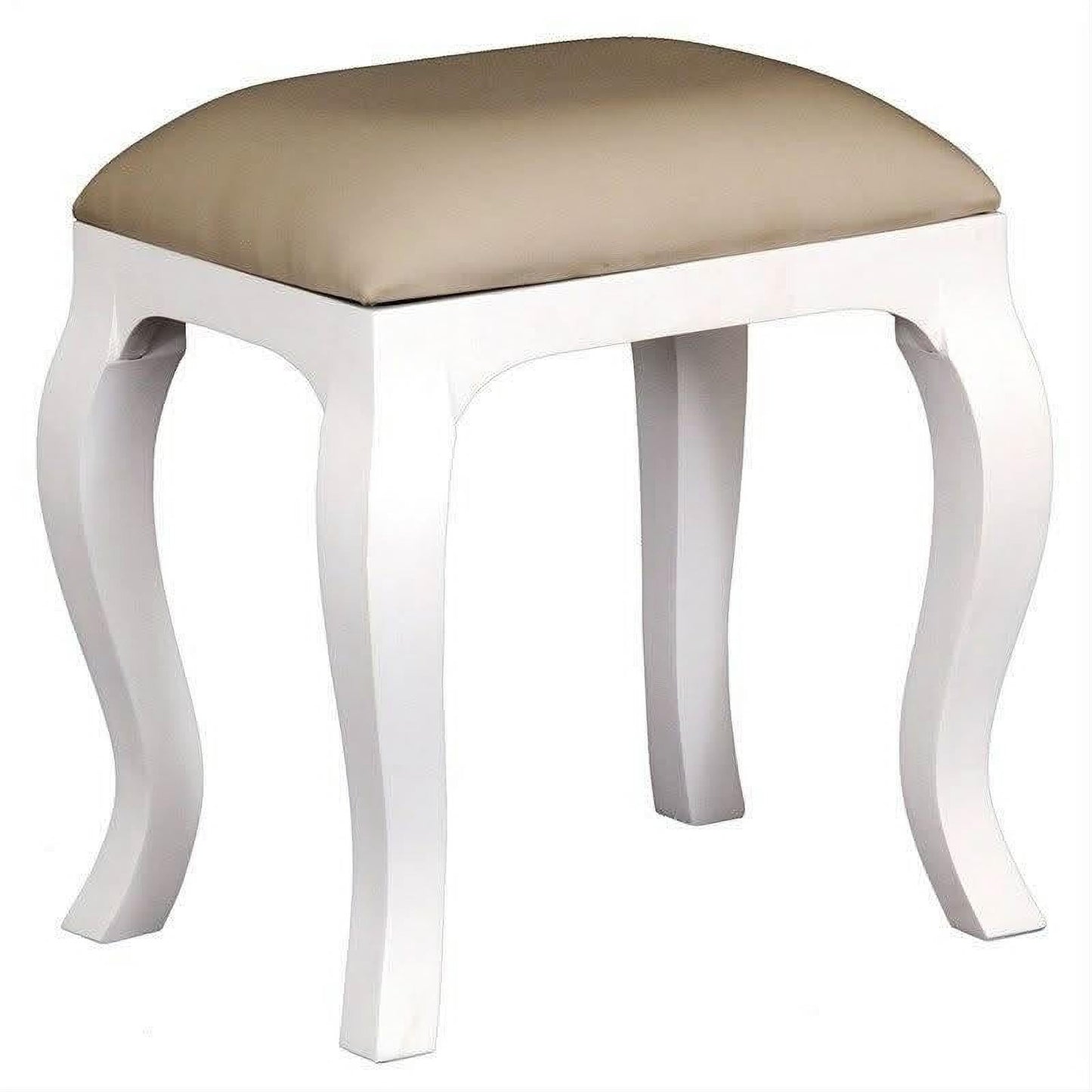 QUEEN ANNE SOLID MAHOGANY DRESSING STOOL - WHITE