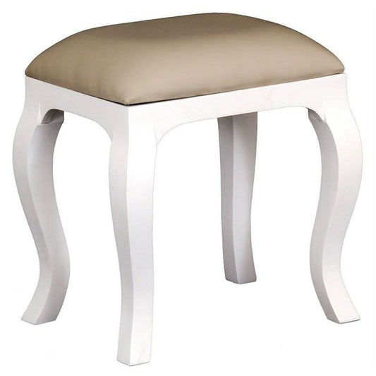 QUEEN ANNE SOLID MAHOGANY DRESSING STOOL - WHITE - MyChocolateWood