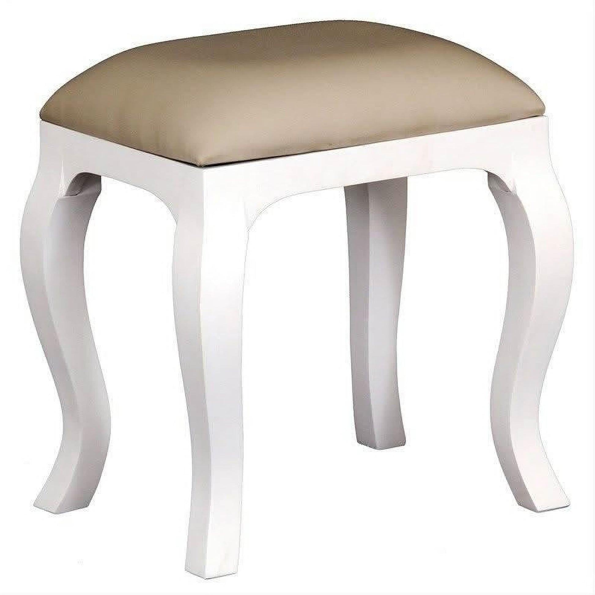Queen Ann Solid Mahogany Dressing Stool in White - Chocolate Wood