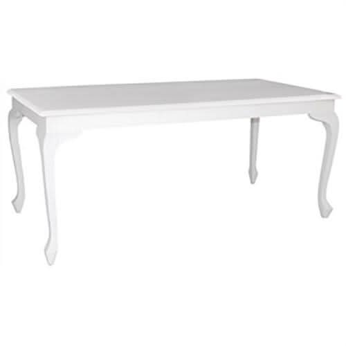 QUEEN ANNE WHITE DINING TABLE IN SOLID MAHOGANY 180CM - MyChocolateWood