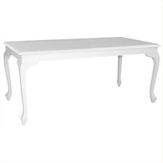 Queen Ann Solid Mahogany 180cm Dining Table in White - Chocolate Wood