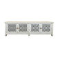 Rafael Recycled Elm TV Unit in Distressed White, 4 Lattice Doors 200cm - Chocolate Wood