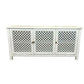 Rafael Recycled Elm Buffet in Distressed White, 3 Lattice Doors 180cm - Chocolate Wood