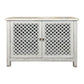 Rafael Recycled Elm Buffet in Distressed White, 2 Lattice Doors 120cm - Chocolate Wood