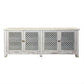 Rafael Recycled Elm Buffet in Distressed White, 4 Lattice Doors 220cm - Chocolate Wood