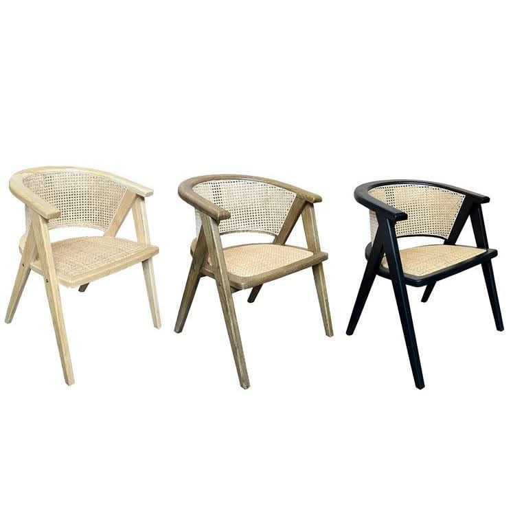 RAVELLA  SOLID ELMWOOD/RATTAN CHAIR KITCHEN CHAIR  DINING CHAIR ACCENT CHAIR  BLACK - MyChocolateWood