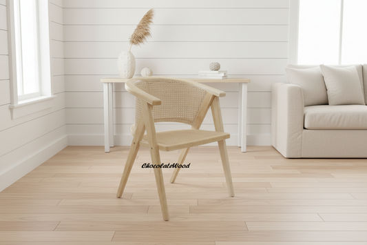 RAVELLA  SOLID ELMWOOD/RATTAN CHAIR KITCHEN CHAIR  DINING CHAIR ACCENT CHAIR NATURAL - MyChocolateWood
