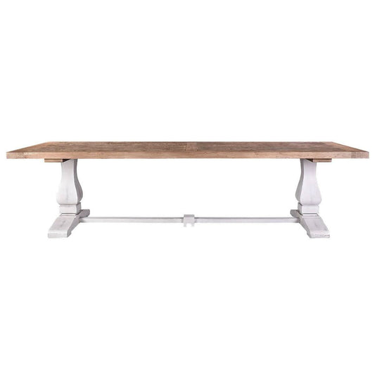 RECANATI RECLAIMED ELM TIMBER DINING TABLE/ WHITE LEGS 300CM